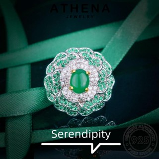 ATHENA JEWELRY ผู้หญิง Silver แหวน หรูหราสไตล์คอร์ท เกาหลี เครื่องประดับ มรกต แท้ ต้นฉบับ 925 แฟชั่น เครื่องประดับ เงิน R2385