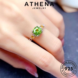 ATHENA JEWELRY เกาหลี แหวน เครื่องประดับ Silver เครื่องประดับ 925 ต้นฉบับ จัตุรัสย้อนยุค มรกต เงิน แฟชั่น ผู้หญิง แท้ R2386