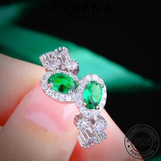 ATHENA JEWELRY ต้นฉบับ Silver ผู้หญิง เครื่องประดับ เครื่องประดับ แหวน แท้ 925 มรกต เกาหลี แฟชั่น วงรีบุคลิกภาพ เงิน R2367