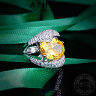 ATHENA JEWELRY ซิทริน เครื่องประดับ เงิน แหวน ผู้หญิง Silver ต้นฉบับ วงรีสุดหรู เกาหลี 925 แฟชั่น เครื่องประดับ แท้ R2371