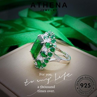 ATHENA JEWELRY แหวน แฟชั่น Silver มรกต ต้นฉบับ แท้ เงิน จัตุรัสหรูหรา 925 ผู้หญิง เกาหลี เครื่องประดับ เครื่องประดับ R2417