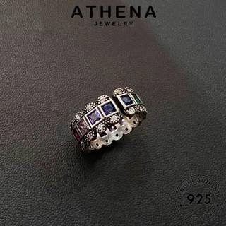 ATHENA JEWELRY ผู้หญิง เครื่องประดับ เกาหลี เครื่องประดับ สายรุ้งย้อนยุค แฟชั่น คริสตัลเพชรสีชมพู 925 ต้นฉบับ เงิน Silver แหวน แท้ R2423