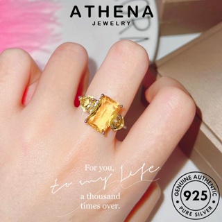 ATHENA JEWELRY เครื่องประดับ จัตุรัสหรูหรา เกาหลี เงิน แหวน Silver ต้นฉบับ 925 ผู้หญิง แฟชั่น เครื่องประดับ คริสตัลเพชรสีชมพู แท้ R2426