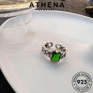 ATHENA JEWELRY บุคลิกภาพกลม เครื่องประดับ ผู้หญิง 925 เงิน เกาหลี แฟชั่น แท้ ต้นฉบับ มรกต เครื่องประดับ Silver แหวน R2431