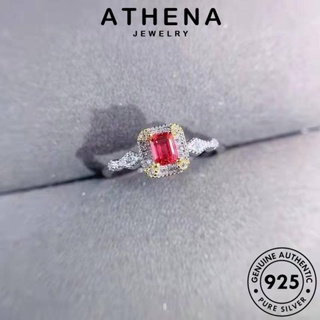 ATHENA JEWELRY แหวน ตารางง่ายๆ แท้ 925 Silver ทับทิม ผู้หญิง ต้นฉบับ เครื่องประดับ เงิน เกาหลี แฟชั่น เครื่องประดับ R2436