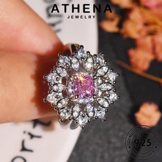 ATHENA JEWELRY แฟชั่น Silver แหวน คริสตัลเพชรสีชมพู แท้ เครื่องประดับ ต้นฉบับ เงิน 925 ผู้หญิง เกาหลี เกล็ดหิมะบุคลิกภาพ เครื่องประดับ R2489