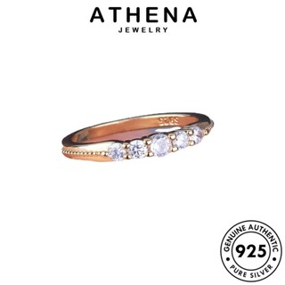 ATHENA JEWELRY แท้ แฟชั่น เครื่องประดับ เครื่องประดับ แหวน Silver ผู้หญิง 925 มอยส์ซาไนท์ เงิน ต้นฉบับ ไดมอนด์ เล็กและสด โกลด์ เกาหลี R2509