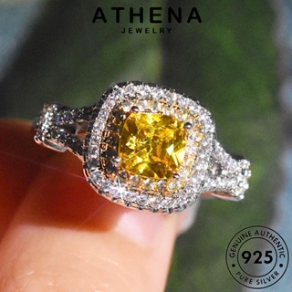 ATHENA JEWELRY จัตุรัสแฟชั่น เครื่องประดับ แท้ ผู้หญิง เงิน 925 ต้นฉบับ Silver แฟชั่น เกาหลี เครื่องประดับ แหวน ซิทริน R2519