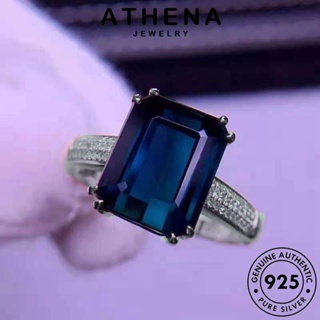 ATHENA JEWELRY เกาหลี Silver แหวน ทองมรกต เครื่องประดับ แท้ แฟชั่น 925 ผู้หญิง ต้นฉบับ เครื่องประดับ จัตุรัสแฟชั่น เงิน R2522