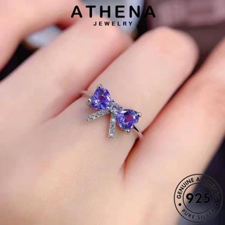 ATHENA JEWELRY แท้ 925 เกาหลี แหวน โบว์สร้างสรรค์ เครื่องประดับ เครื่องประดับ เงิน ต้นฉบับ ผู้หญิง พลอยสีม่วง แฟชั่น Silver R2532