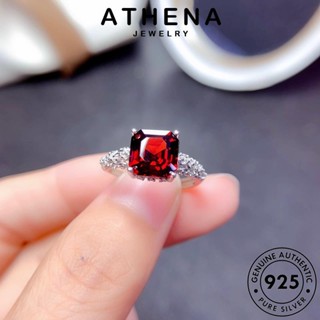 ATHENA JEWELRY Silver เครื่องประดับ แฟชั่น เกาหลี เงิน ต้นฉบับ สี่เหลี่ยมคลาสสิก แท้ ผู้หญิง 925 เครื่องประดับ ทับทิม แหวน R2534