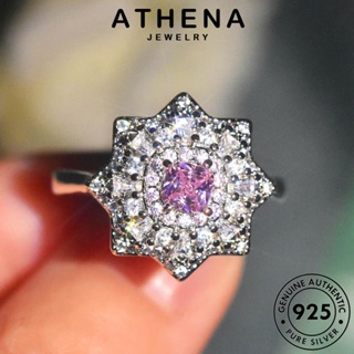 ATHENA JEWELRY เงิน แหวน แฟชั่น เครื่องประดับ ผู้หญิง เกาหลี คริสตัลเพชรสีชมพู 925 จัตุรัสแฟชั่น แท้ Silver เครื่องประดับ ต้นฉบับ R2540