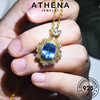 ATHENA JEWELRY หรูหรา เกาหลี 925 อความารีนโกลด์ สร้อยคอ จี้ แท้ เงิน ผู้หญิง ต้นฉบับ Silver เครื่องประดับ เครื่องประดับ แฟชั่น S41