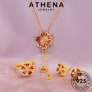 ATHENA JEWELRY แฟชั่น เครื่องประดับ แท้ ซากุระที่สร้างสรรค์ Silver เครื่องประดับ เกาหลี ผู้หญิง 925 สร้อยคอ เงิน ทับทิม จี้ ต้นฉบับ S61