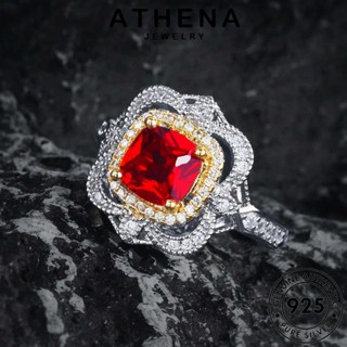 ATHENA JEWELRY ต้นฉบับ เครื่องประดับ 925 ทองสลักวินเทจ แท้ เงิน Silver ผู้หญิง แฟชั่น ทับทิม เกาหลี แหวน เครื่องประดับ R2545