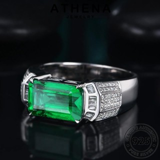 ATHENA JEWELRY 925 แฟชั่น เกาหลี เงิน ผู้ชาย เครื่องประดับ แท้ ต้นฉบับ แหวน Silver สี่เหลี่ยมสร้างสรรค์ มรกต เครื่องประดับ R2555