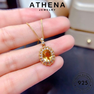 ATHENA JEWELRY เครื่องประดับ สร้อยคอ แท้ ซิทริน โชคดี ผู้หญิง เงิน Silver 925 จี้ เครื่องประดับ เกาหลี แฟชั่น ต้นฉบับ S108