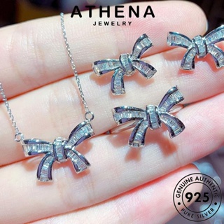 ATHENA JEWELRY ผู้หญิง แฟชั่น เกาหลี โบว์สร้างสรรค์ เครื่องประดับ Silver ต้นฉบับ เงิน 925 เครื่องประดับ สร้อยคอ มอยส์ซาไนท์ไดมอนด์ แท้ จี้ S161