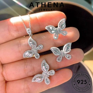 ATHENA JEWELRY เกาหลี ผู้หญิง แฟชั่น เครื่องประดับ 925 ผีเสื้อน่ารัก แท้ สร้อยคอ เงิน เครื่องประดับ จี้ ต้นฉบับ Silver มอยส์ซาไนท์ไดมอนด์ S164