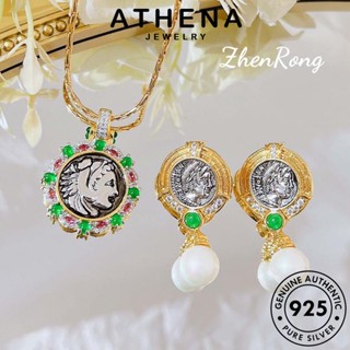 ATHENA JEWELRY แฟชั่น 925 เครื่องประดับ ไข่มุก เกาหลี แท้ เครื่องประดับ สร้อยคอ ผู้หญิง ภาพย้อนยุค Silver ต้นฉบับ เงิน จี้ S196