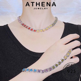 ATHENA JEWELRY 925 สีหรูหรา เงิน เครื่องประดับ แฟชั่น Silver ผู้หญิง แท้ เกาหลี สร้อยคอ เครื่องประดับ ต้นฉบับ จี้ พลอยสีม่วง S203