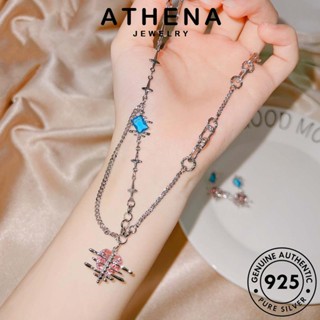 ATHENA JEWELRY เกาหลี สร้อยคอ เครื่องประดับ ก้างปลาสร้างสรรค์ แท้ ต้นฉบับ ไพลิน เงิน Silver 925 จี้ เครื่องประดับ แฟชั่น ผู้หญิง S211