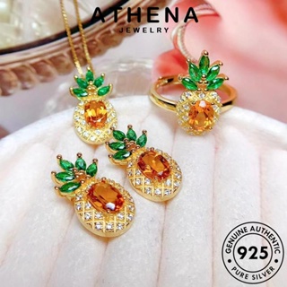 ATHENA JEWELRY ซิทริน จี้ Silver เกาหลี เงิน 925 เครื่องประดับ ผู้หญิง ต้นฉบับ เครื่องประดับ แท้ สร้อยคอ สับปะรดสร้างสรรค์ แฟชั่น S215