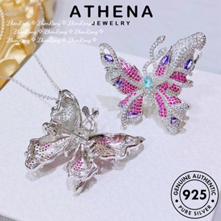 ATHENA JEWELRY ผู้หญิง เครื่องประดับ เครื่องประดับ หรูหรา แฟชั่น สร้อยคอ จี้ 925 คริสตัลเพชรสีชมพู เกาหลี แท้ เงิน Silver ต้นฉบับ S243