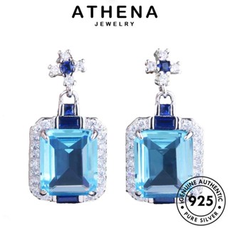 ATHENA JEWELRY สร้อยคอ อความารีน ต้นฉบับ เครื่องประดับ เงิน แฟชั่น Silver ผู้หญิง เกาหลี จี้ แท้ 925 เครื่องประดับ เพชรเหลี่ยมสุดหรู S245