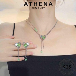 ATHENA JEWELRY แฟชั่น เกาหลี 925 สร้อยคอ เครื่องประดับ หวานใจ จี้ มรกต ผู้หญิง แท้ เครื่องประดับ Silver เงิน ต้นฉบับ S227