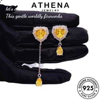 ATHENA JEWELRY แฟชั่น เครื่องประดับ ต้นฉบับ เงิน 925 ซิทริน แท้ ความไม่สมมาตรหวาน สร้อยคอ เครื่องประดับ เกาหลี Silver จี้ ผู้หญิง S284