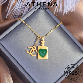 ATHENA JEWELRY เงิน แท้ ต้นฉบับ มรกต เครื่องประดับ แฟชั่น เกาหลี เครื่องประดับ Silver ผู้หญิง จี้ ป้ายสี่เหลี่ยมสร้างสรรค์ สร้อยคอ 925 S306