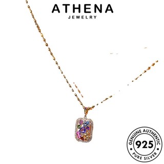 ATHENA JEWELRY เงิน เกาหลี ผู้หญิง Silver แฟชั่น แท้ เครื่องประดับ จี้ สีแฟชั่น 925 พลอยสีม่วง เครื่องประดับ สร้อยคอ ต้นฉบับ S311