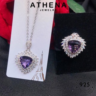 ATHENA JEWELRY 925 แฟชั่น เงิน จี้ ต้นฉบับ เกาหลี Silver พลอยสีม่วง สร้อยคอ ความรักที่เรียบง่าย เครื่องประดับ ผู้หญิง เครื่องประดับ แท้ S323