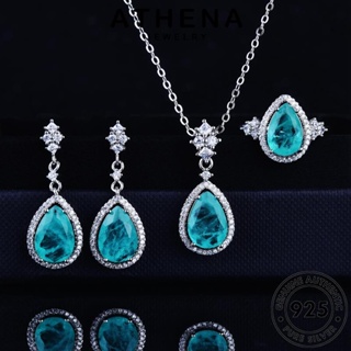 ATHENA JEWELRY ผู้หญิง สร้อยคอ หยดน้ำอารมณ์ แฟชั่น เงิน เครื่องประดับ เกาหลี ต้นฉบับ จี้ เครื่องประดับ อความารีน แท้ 925 Silver S336