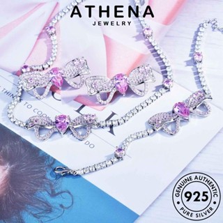 ATHENA JEWELRY ต้นฉบับ เครื่องประดับ จี้ แฟชั่น แท้ Silver เกาหลี เงิน ผู้หญิง สร้อยคอ ธนูอารมณ์ 925 คริสตัลเพชรสีชมพู เครื่องประดับ S342