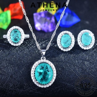 ATHENA JEWELRY ต้นฉบับ จี้ 925 เครื่องประดับ อความารีน สร้อยคอ แฟชั่น เครื่องประดับ Silver ผู้หญิง ทรงไข่วินเทจ เงิน แท้ เกาหลี S344