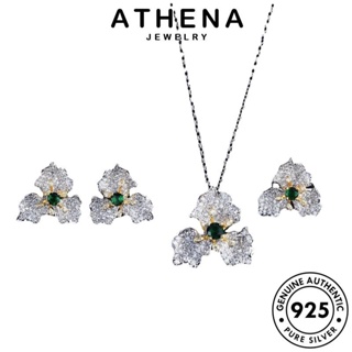 ATHENA JEWELRY 925 ดอกไม้ที่เรียบง่าย เงิน มอยส์ซาไนท์ไดมอนด์ เครื่องประดับ Silver แท้ เครื่องประดับ ผู้หญิง เกาหลี แฟชั่น ต้นฉบับ จี้ สร้อยคอ S365