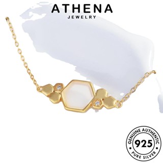 ATHENA JEWELRY เครื่องประดับ หกเหลี่ยมง่ายๆ Silver แท้ เครื่องประดับ สร้อยคอ แฟชั่น ต้นฉบับ จี้ ผู้หญิง หยก เงิน เกาหลี 925 S370