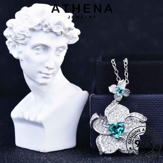 ATHENA JEWELRY ผู้หญิง แฟชั่น ต้นฉบับ เงิน แท้ ดอกไม้ อความารีน 925 Silver สร้อยคอ เกาหลี เครื่องประดับ จี้ เครื่องประดับ S406