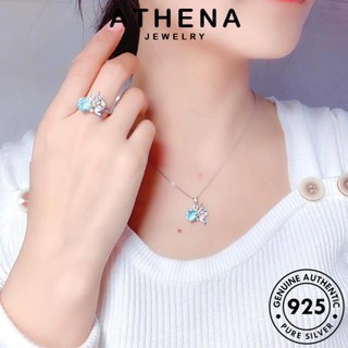 ATHENA JEWELRY สร้อยคอ เครื่องประดับ แท้ ต้นฉบับ จี้ 925 Silver แฟชั่น ผู้หญิง เงิน เกาหลี เครื่องประดับ อความารีน ผีเสื้อที่สร้างสรรค์ S414