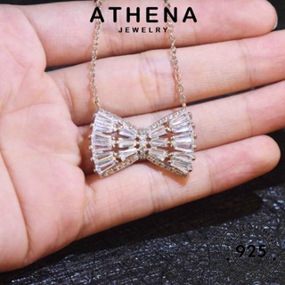 ATHENA JEWELRY 925 Silver โบว์ที่สง่างาม แท้ มอยส์ซาไนท์ไดมอนด์ แฟชั่น ผู้หญิง เครื่องประดับ สร้อยคอ จี้ ต้นฉบับ เครื่องประดับ เงิน เกาหลี S421