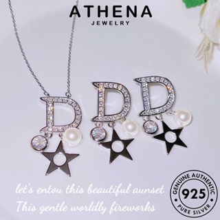 ATHENA JEWELRY เครื่องประดับ เครื่องประดับ เงิน Silver แท้ แฟชั่น D เกาหลี 925 จี้ ผู้หญิง อักษรพู่ สร้อยคอ มอยส์ซาไนท์ไดมอนด์ ต้นฉบับ S453