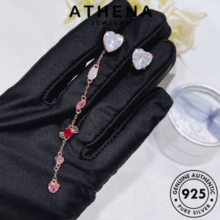 ATHENA JEWELRY เครื่องประดับ ลูกอม สร้อยคอ ผู้หญิง แฟชั่น ต้นฉบับ 925 Silver เครื่องประดับ เงิน จี้ แท้ คริสตัลเพชรสีชมพู เกาหลี S476