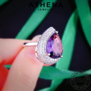 ATHENA JEWELRY แฟชั่น เครื่องประดับ แท้ เครื่องประดับ เงิน ต้นฉบับ ผู้หญิง 925 จี้ รูปร่างลูกแพร์ สร้อยคอ พลอยสีม่วง Silver เกาหลี S479