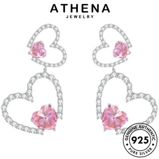 ATHENA JEWELRY เกาหลี แฟชั่น จี้ สร้อยคอ ต้นฉบับ 925 เงิน Silver แท้ คริสตัลเพชรสีชมพู รัก ผู้หญิง เครื่องประดับ เครื่องประดับ S482