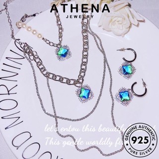 ATHENA JEWELRY เงิน Silver สร้อยคอ 925 ผู้หญิง ต้นฉบับ เกาหลี แท้ เครื่องประดับ หรูหราเบาๆ มูนสโตน แฟชั่น จี้ เครื่องประดับ S499