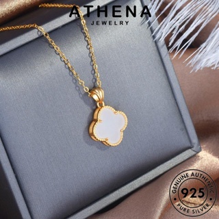 ATHENA JEWELRY สร้อยคอ จี้ เกาหลี แท้ ผู้หญิง 925 เงิน หยก เครื่องประดับ เครื่องประดับ แฟชั่น Silver ลัคกี้โคลเวอร์ ต้นฉบับ S502