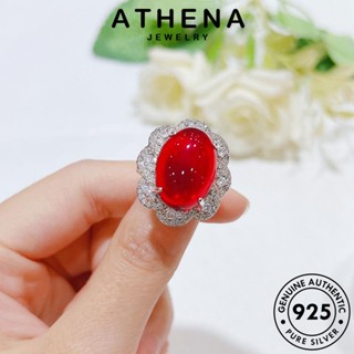 ATHENA JEWELRY แท้ ต้นฉบับ จี้ เกาหลี วงรี 925 เครื่องประดับ เงิน เครื่องประดับ สร้อยคอ แฟชั่น ผู้หญิง Silver ทับทิม S503