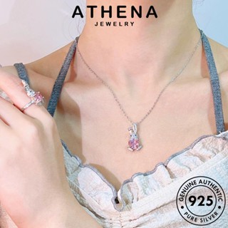 ATHENA JEWELRY Silver จี้ เครื่องประดับ ผู้หญิง 925 กระต่ายน่ารัก แฟชั่น เกาหลี เครื่องประดับ คริสตัลเพชรสีชมพู สร้อยคอ แท้ เงิน ต้นฉบับ S506